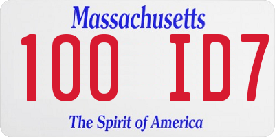 MA license plate 100ID7