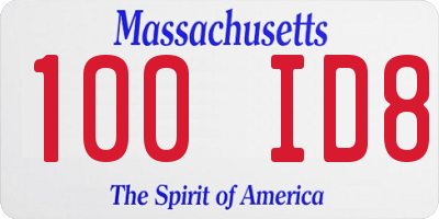 MA license plate 100ID8