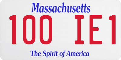 MA license plate 100IE1