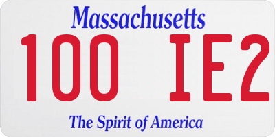 MA license plate 100IE2