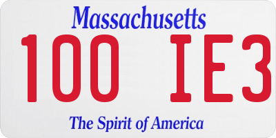 MA license plate 100IE3