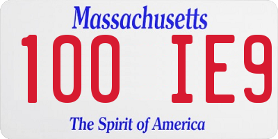 MA license plate 100IE9