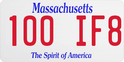 MA license plate 100IF8