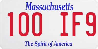 MA license plate 100IF9