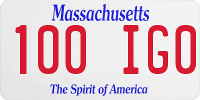 MA license plate 100IG0