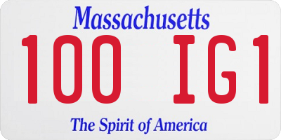 MA license plate 100IG1