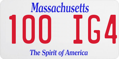 MA license plate 100IG4