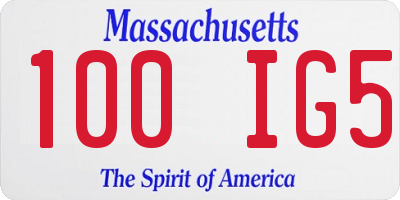 MA license plate 100IG5