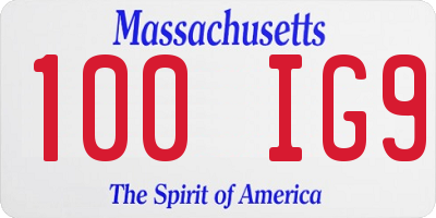 MA license plate 100IG9