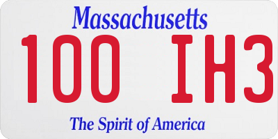 MA license plate 100IH3