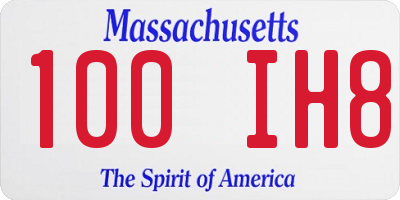 MA license plate 100IH8