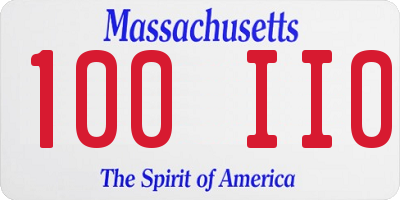 MA license plate 100II0