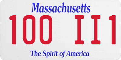 MA license plate 100II1