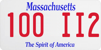 MA license plate 100II2