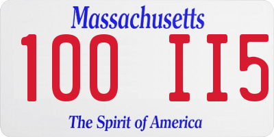 MA license plate 100II5