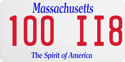 MA license plate 100II8