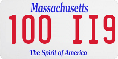 MA license plate 100II9