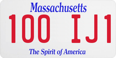 MA license plate 100IJ1