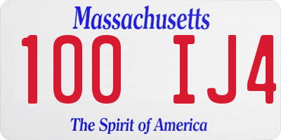 MA license plate 100IJ4