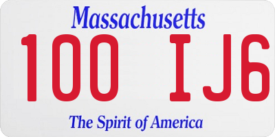 MA license plate 100IJ6