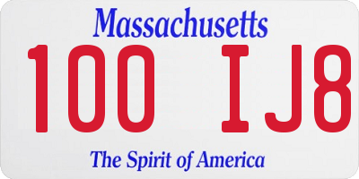 MA license plate 100IJ8