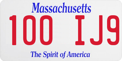 MA license plate 100IJ9