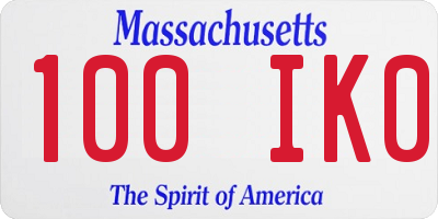 MA license plate 100IK0