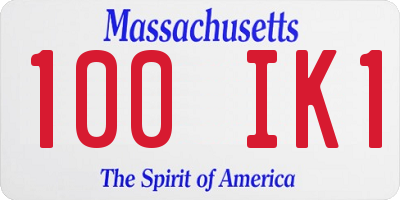 MA license plate 100IK1