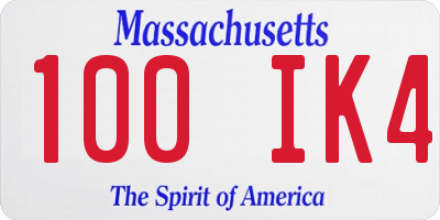 MA license plate 100IK4