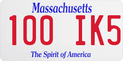 MA license plate 100IK5