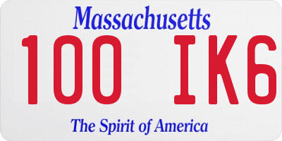 MA license plate 100IK6