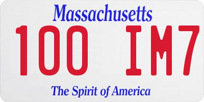 MA license plate 100IM7