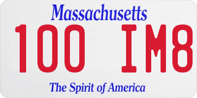 MA license plate 100IM8