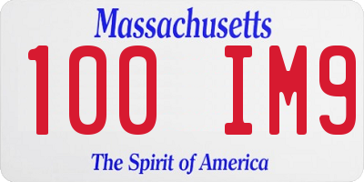 MA license plate 100IM9