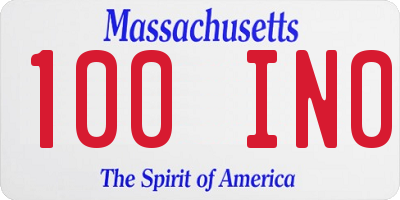 MA license plate 100IN0