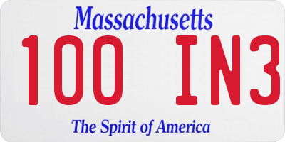 MA license plate 100IN3