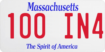 MA license plate 100IN4