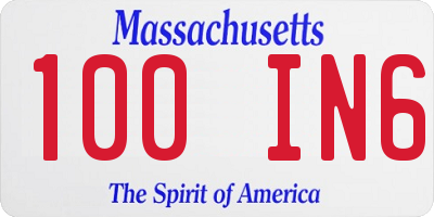 MA license plate 100IN6