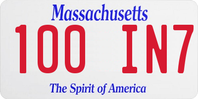 MA license plate 100IN7