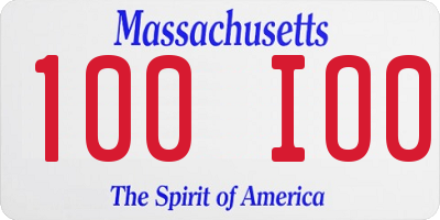 MA license plate 100IO0