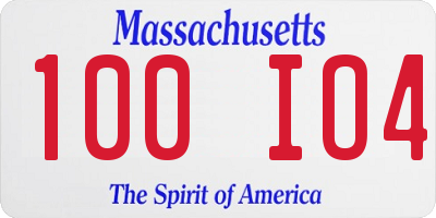 MA license plate 100IO4