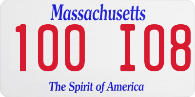 MA license plate 100IO8