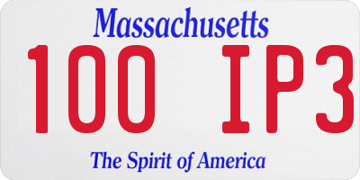 MA license plate 100IP3