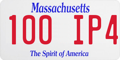 MA license plate 100IP4