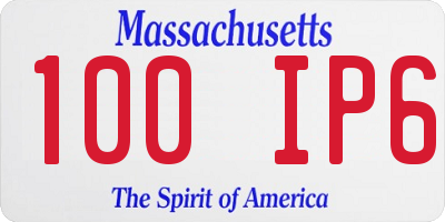 MA license plate 100IP6