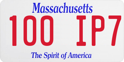 MA license plate 100IP7