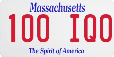 MA license plate 100IQ0