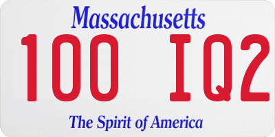 MA license plate 100IQ2