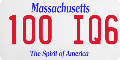 MA license plate 100IQ6