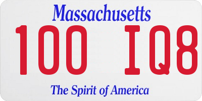MA license plate 100IQ8